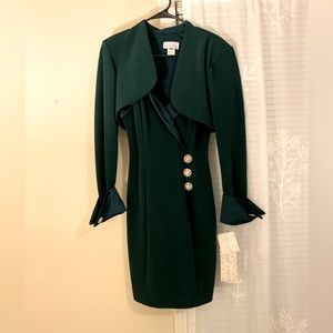 Betsy & Adam NWT Vintage Green Cocktail Dress and Jacket